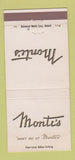 Matchbook Cover - Monte's Chicago IL Cincinnati OH Detroit MI 30 Strike