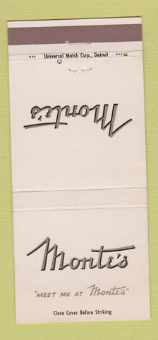 Matchbook Cover - Monte's Chicago IL Cincinnati OH Detroit MI 30 Strike