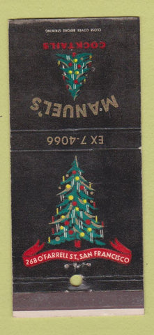 Matchbook Cover - Manuel's San Francisco CA Christmas bar 30 Strike