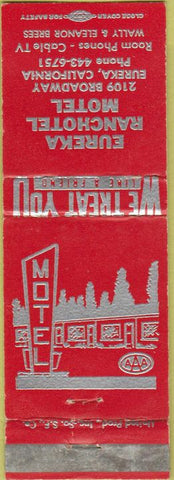 Matchbook Cover - Eureka Ranchotel Motel Eureka CA