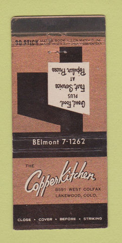 Matchbook Cover - Copper Kitchen Lakewood Colorado Colfax WEAR 30 Stick