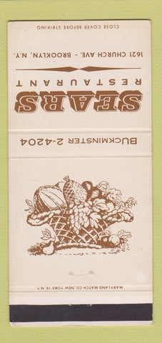 Matchbook Cover - Sears Restaurant Brooklyn NY 30 Strike