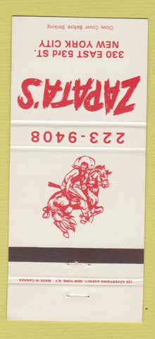 Matchbook Cover - Zapata's New York City 30 Strike