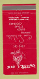 Matchbook Cover - Red Balloon Restaurant Orange CA 30 Strike