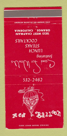 Matchbook Cover - Red Balloon Restaurant Orange CA 30 Strike