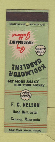 Matchbook Cover - Cities oil gas Geneva MN