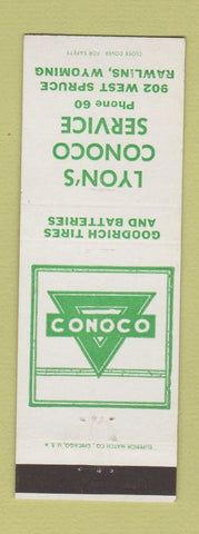 Matchbook Cover - Conoco oil gas Lyon's Rawlins WY