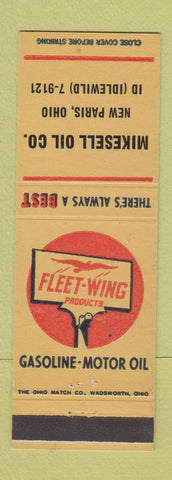 Matchbook Cover - Fleet Wing oil gas Mikesell New Paris OH
