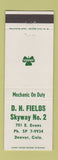 Matchbook Cover - Shamrock oil gas Denver Colorado DH Fields