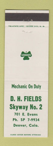 Matchbook Cover - Shamrock oil gas Denver Colorado DH Fields