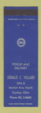 Matchbook Cover - Pure oil gas Donald Villard Canton OH