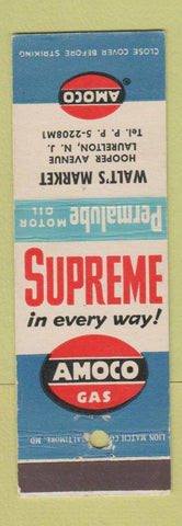 Matchbook Cover - Amoco oil gas Walt's Market Laurelton NJ