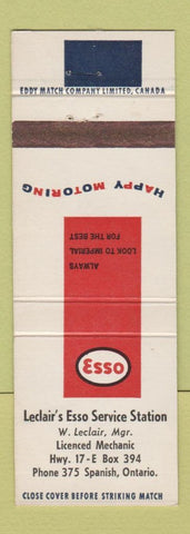 Matchbook Cover - Esso oil gas Leclair's Spanish ON