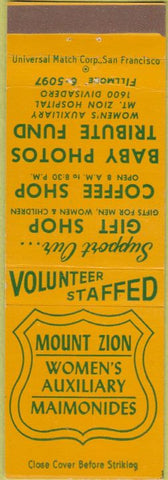 Matchbook Cover - Mount Zion Women's Auxiliary San Francisco CA