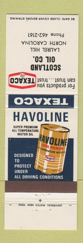 Matchbook Cover - Texaco oil gas Scotland Laurel Hill NC