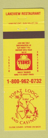 Matchbook Cover - Shell oil gas Topaz Lodge Casino NV