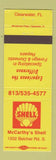 Matchbook Cover - Shell oil gas McCarthy's Clearwater FL