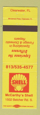 Matchbook Cover - Shell oil gas McCarthy's Clearwater FL