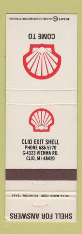 Matchbook Cover - Shell oil gas Clio MI