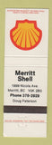 Matchbook Cover - Shell oil gas Merritt BC