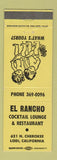 Matchbook Cover - El Rancho Cocktail Lounge Restaurant Lodi CA