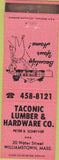 Matchbook Cover - Taconic Lumber Hardware Williamstown MA pink