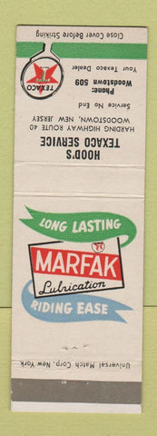 Matchbook Cover - Texaco oil gas Woodstown NJ
