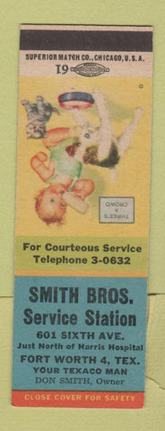 Matchbook Cover - Smith Bros Service oil gas Texaco Fort Worth TX