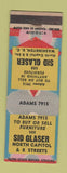 Matchbook Cover - Sid Glaser Furniture Washingotn DC
