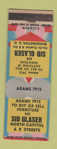 Matchbook Cover - Sid Glaser Furniture Washingotn DC