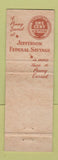 Matchbook Cover - Jefferson Federal Savings Washington DC