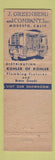 Matchbook Cover - J Greenberg Plumbing Fixtures Water Heaters Modesto CA