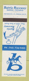 Matchbook Cover - Barrie Raceway Horse Racing Barrie ON