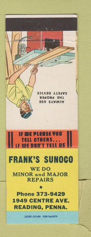 Matchbook Cover - Frank's Sunoco oil gas Reading PA