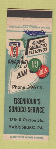Matchbook Cover - Eisenhour's Sunoco oil gas Harrisburg PA