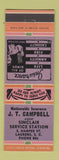 Matchbook Cover - JT Campbell Nationwide Insurance Sinclair oil gas Laurens SC