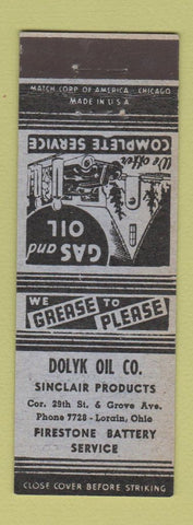 Matchbook Cover - Dolyk Sinclair oil gas Lorain OH
