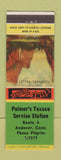 Matchbook Cover - Palmer's Texaco oil gas Andover CT