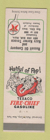 Matchbook Cover - Texaco oil gas Russel Kozy Korner Sac City IA