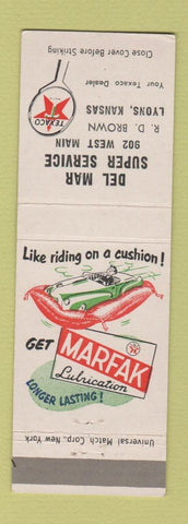 Matchbook Cover - Texaco oil gas Del Mar Lyons KS