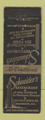Matchbook Cover - Schneider's Restaurant Washington DC WEAR