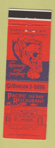 Matchbook Cover - Pacific Seafood Restaurant Washington DC