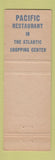 Matchbook Cover - Pacific Seafood Restaurant Washington DC