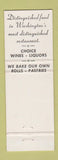 Matchbook Cover - Duke Zeibert's Restaurant Washington DC
