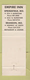 Matchbook Cover - Empire Inn Springfield MO Branson