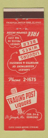Matchbook Cover - Trading Post Liquors St Joseph MO