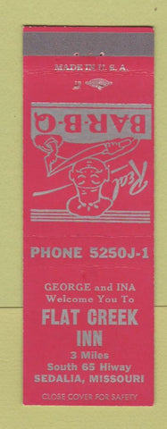 Matchbook Cover - Flat Creek Inn Sedalia MO BBQ