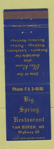 Matchbook Cover - Big Spring Restaurant Van Buren MO