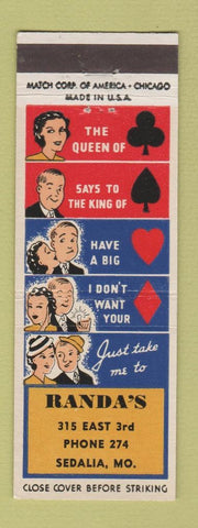 Matchbook Cover - Randa's Sedalia MO low phone #