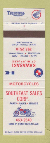 Matchbook Cover - Southeast Corp Kawasaki Motorcycles Milwaukee WI Triumph